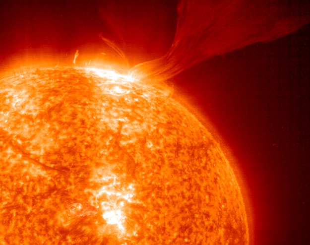 A Solar Prominence Erupts