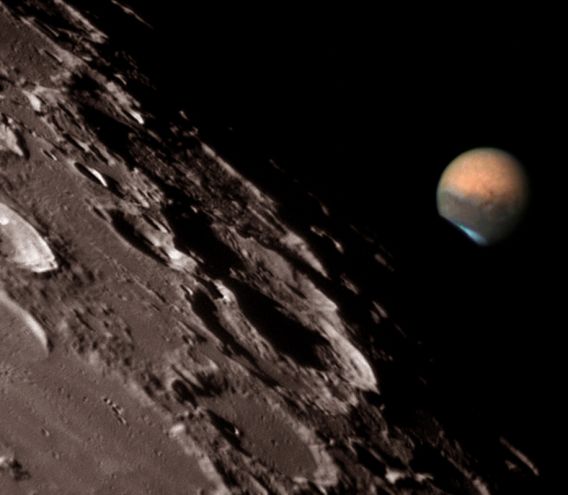 Mars at the Moon's Edge
