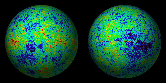 La imagen del Fondo Cósmico de Microondas, la luz fosilizada del Big Bang, imagen en base a los datos del observatorio WMAP de la NASA.