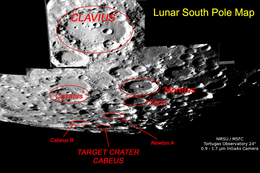 NASA月球探测器撞击目标——凯布斯(Cabeus )月球坑