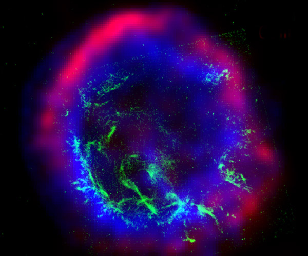 Supernova remanente E0102-72 desde ondas radio a rayos X