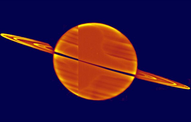 La luz solar a través de los anillos de Saturno
