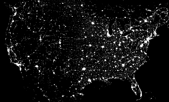 Estados Unidos de América por la noche.