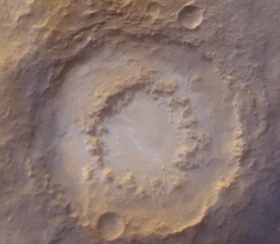 Un Cráter Helado en Marte