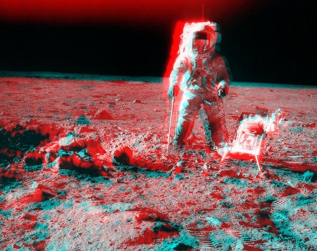 Apolo 12: Vista Estereográfica Cerce del Cráter Surveyor