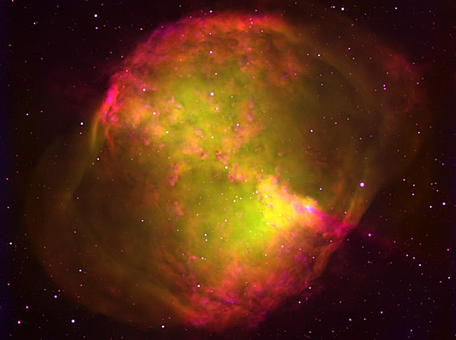 El hidrógeno y oxígeno de la nebulosa Dumbbell
