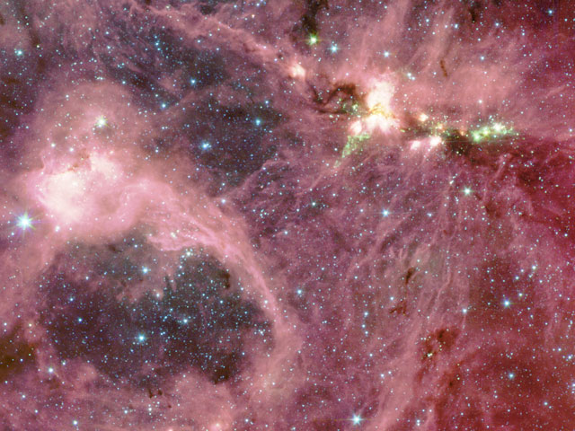 Región DR21 de formación de estrellas masivas en infrarrojos