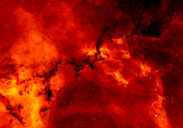Hidrógeno y Polvo en la Nebulosa Escarapela