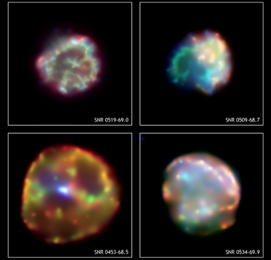 Cuatro restos de supernova