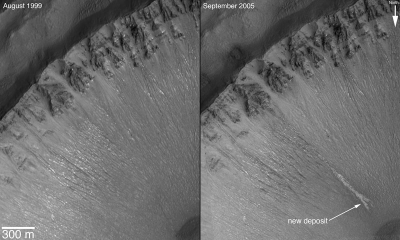 Depositos de color claro indican agua corriente en Marte