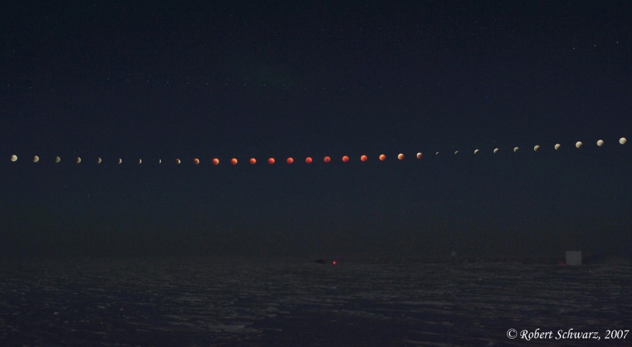 Eclipse lunar desde el Polo Sur