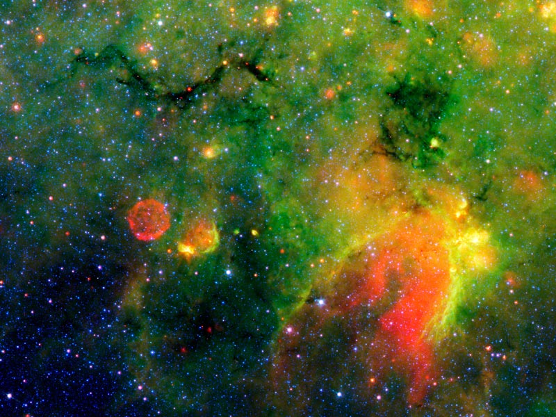 Una región galáctica de formación estelar en infrarrojo