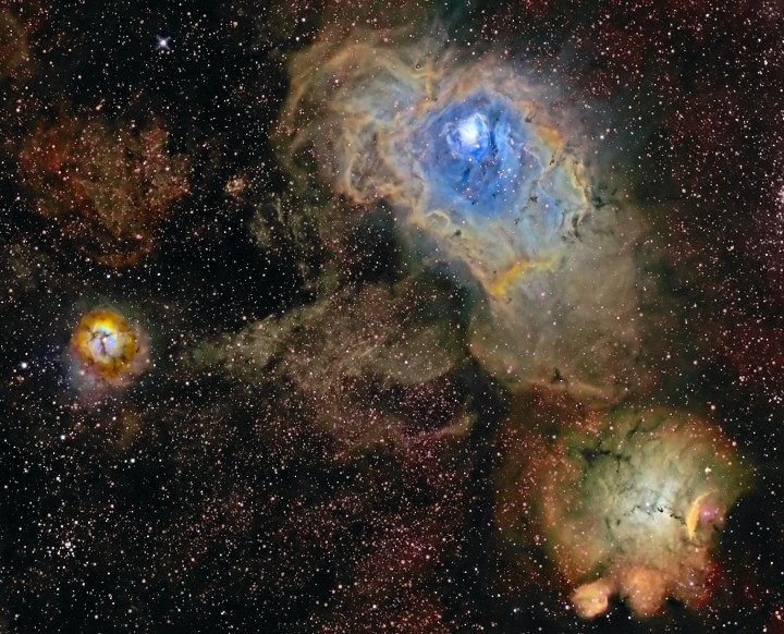 Tres nebulosas en banda estrecha