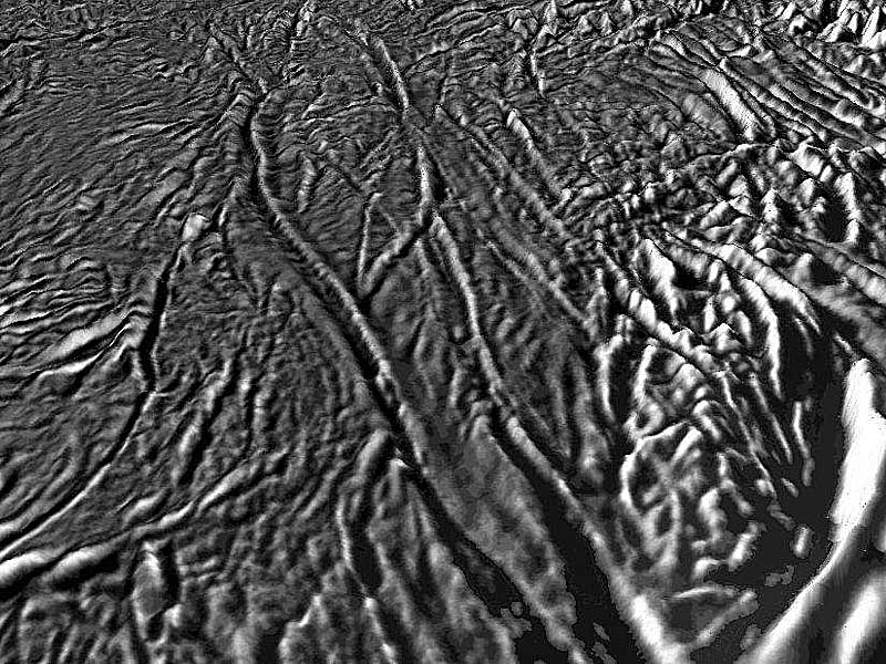 Detalle de las grietas en Encelado