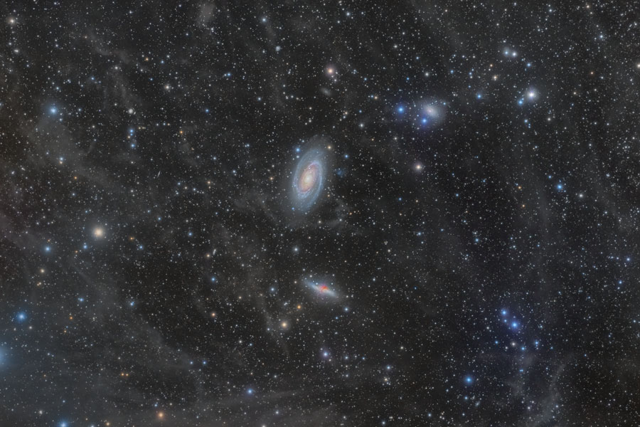 El grupo de galaxias de M81 a través de la Nebulosa de Flujo Integrado