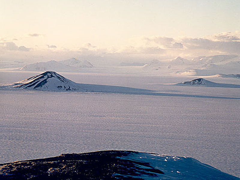 Vista a las placas de hielo de la Antártida