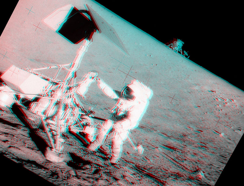 Vista estereoscópica del Apollo 12 y el Surveyor 3