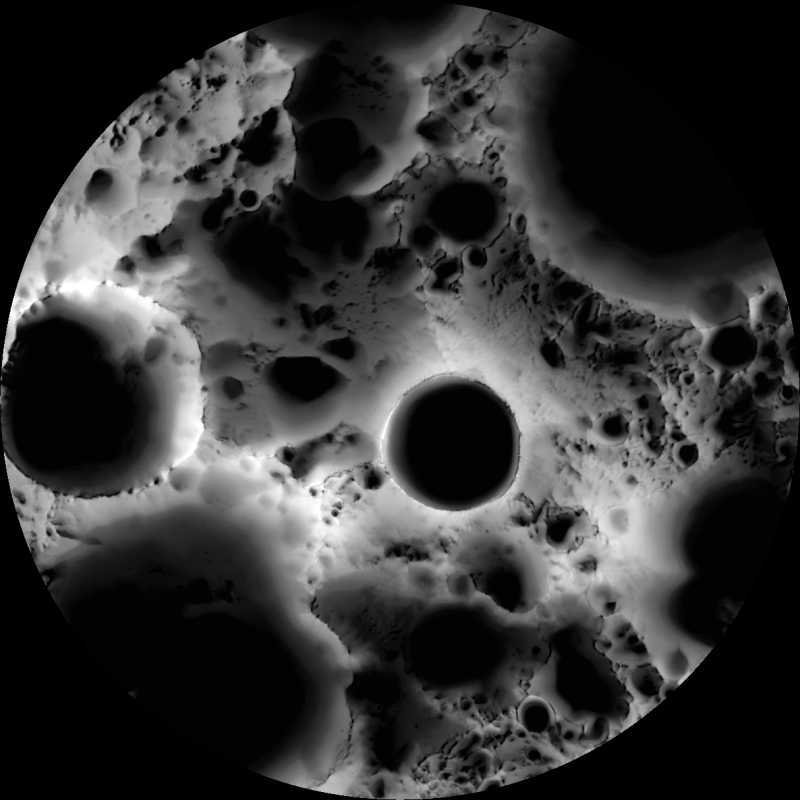 Sombras en el Polo Sur Lunar