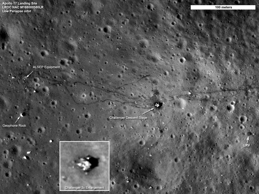 Una vista detallada del lugar del Apollo 17