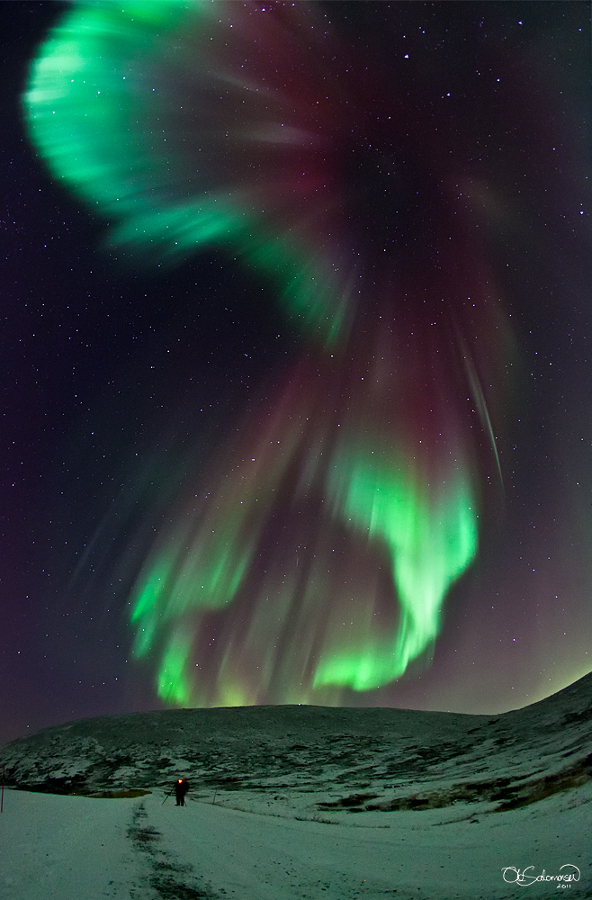 Una aurora memorable sobre Noruega