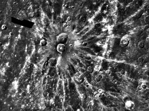 El cráter rayo Degas en Mercurio
