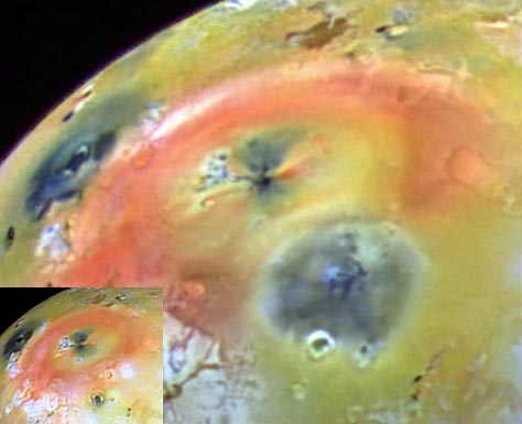 Volcán oscuro activo en Io