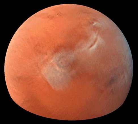 Nubes sobre Tharsis en Marte
