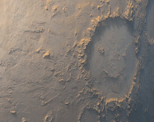 Cráter con cara sonriente en Marte