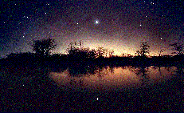 Hyakutake, Venus, Orion, y un estanque
